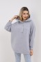 Gri Oversize Çıt Çıt Yaka Kapşonlu Sweatshirt