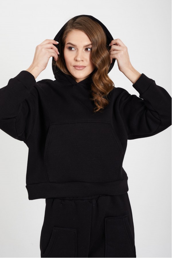 Siyah Kapşonlu Sweatshirt Takım Siyah Kapşonlu Sweatshirt Takım