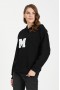 Siyah Oversize Dokumalı Baskı Kapşonlu Sweatshirt