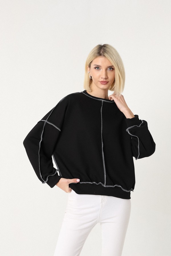 Kadın Siyah Oversize Sweatshirt