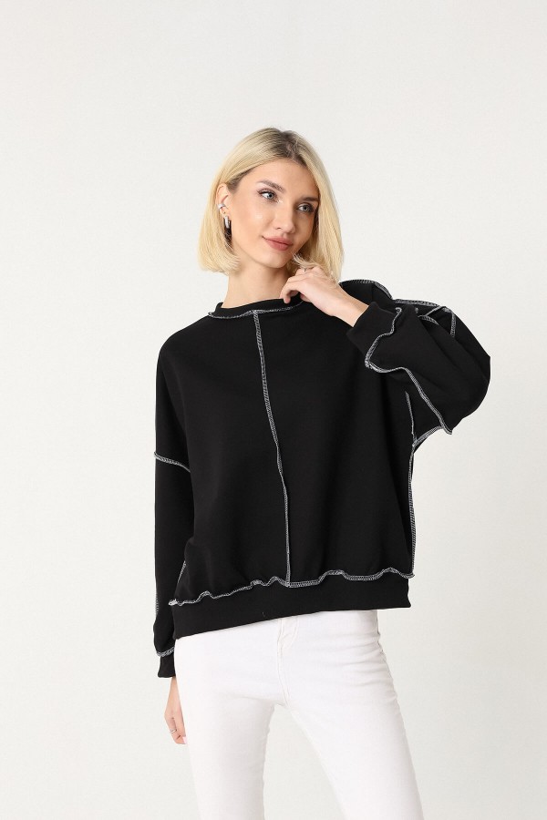 Kadın Siyah Oversize Sweatshirt